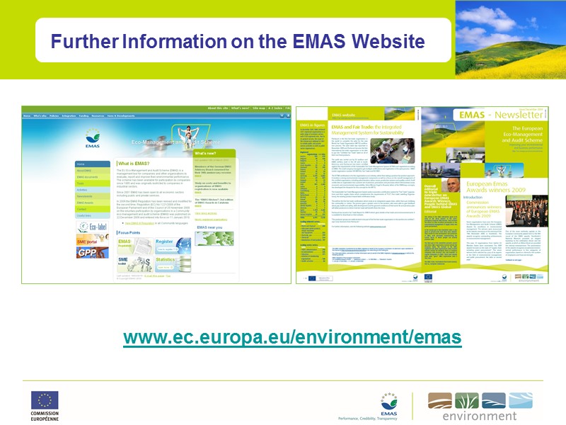 Further Information on the EMAS Website www.ec.europa.eu/environment/emas